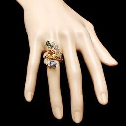 14k Yellow Gold 5ct Sapphire 1.00ct Diamond Ring