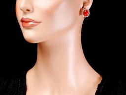 14k Rose 6.00ct Coral 1.40ct Diamond Earrings