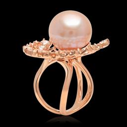 14K Rose Gold, 15mm South Sea Pearl, 2.26cts. Diamond  Ring