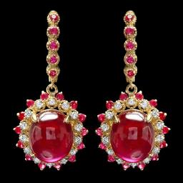 14k Gold 24.5ct Ruby 0.70ct Diamond Earrings