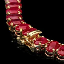 14k Gold 60.5ct Ruby 1.40ct Diamond Necklace