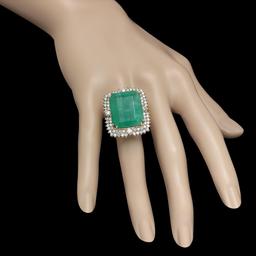 14K Gold 29.27 Emerald 2.52 Diamond Ring