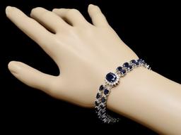 14k Gold 22ct Sapphire 1.85ct Diamond Bracelet