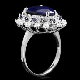 14k Gold 5.55ct Sapphire 0.55ct Diamond Ring