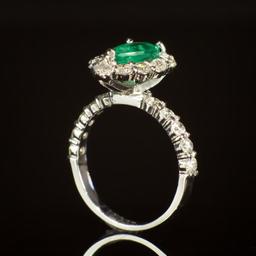 14K Gold 1.67ct Emerald 1.50ct Diamond Ring