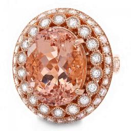 14k Rose 10.00ct Morganite 1.60ct Diamond Ring