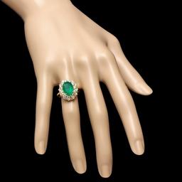 14k Gold 3.70ct Emerald 1.70ct Diamond Ring