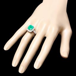 14k White Gold 3.70ct Emerald 1.10ct Diamond Ring