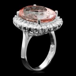 14k Gold 11.00ct Morganite 1.10ct Diamond Ring