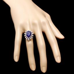 14k Gold 5.55ct Sapphire 0.55ct Diamond Ring