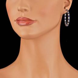 14k Gold 6.00ct Sapphire 3.20ct Diamond Earrings