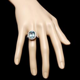 14k Gold 7.50ct Aquamarine 1.00ct Diamond Ring