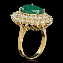 14K Gold 5.37ct Emerald 2.72ct Diamond Ring