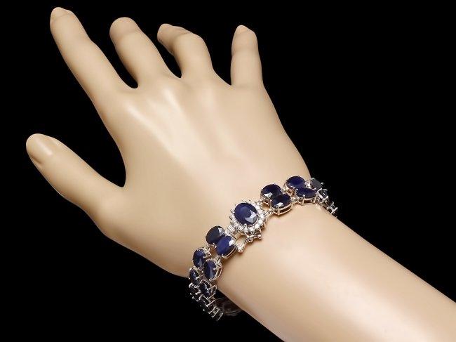 14k Gold 53.5ct Sapphire 0.55ct Diamond Bracelet