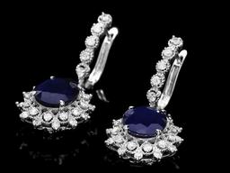 14k Gold 10ct Sapphire 1.65ct Diamond Earrings