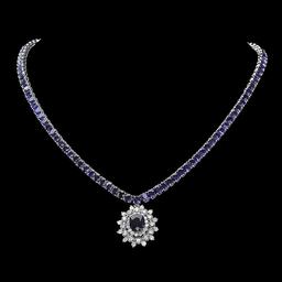 14k Gold 44ct Sapphire 1.70ct Diamond Necklace