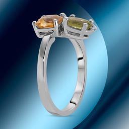 14K Gold 0.45cts Amethyst, 0.70cts Citrine, 0.58cts Peridot & 0.05cts Diamond Ring