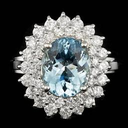 14k Gold 3.00ct Aquamarine 1.60ct Diamond Ring