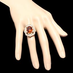 14k Gold 5.50ct Citrine 1.25ct Diamond Ring