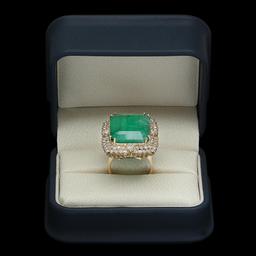 14K Gold 29.27 Emerald 2.52 Diamond Ring