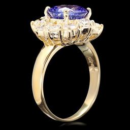 14k Gold 3.00ct Tanzanite 1.70ct Diamond Ring