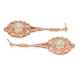 14K Rose Gold, 6.00cts Opal, 2.65cts Diamond Earring