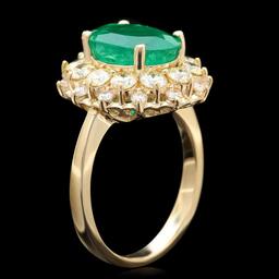 14k Gold 3.70ct Emerald 1.70ct Diamond Ring