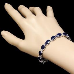 14k Gold 35.8ct Sapphire 0.75ct Diamond Bracelet