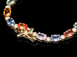 14k Gold 33ct Sapphire 1.2ct Diamond Necklace