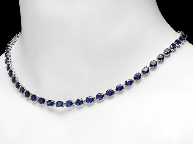 18k Gold 30ct Sapphire 1.70ct Diamond Necklace