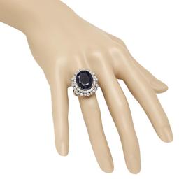 14K Gold 12.10ct Sapphire 1.85ct Diamond Ring