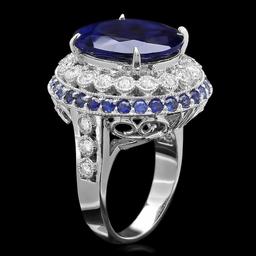 14k Gold 14.7ct Sapphire 0.80ct Diamond Ring
