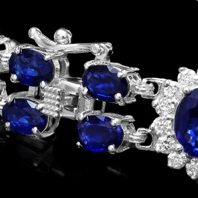 14k Gold 23.00ct Sapphire 1.50ct Diamond Bracelet