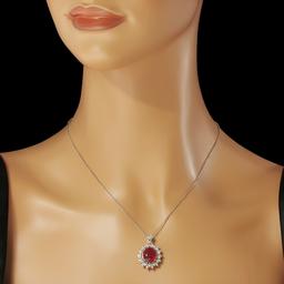 14K Gold 7.08ct Ruby 0.65ct Diamond Pendant