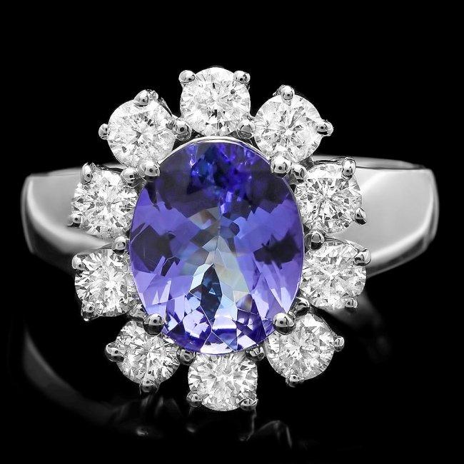 14k Gold 2.30ct Tanzanite 1.25ct Diamond Ring