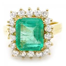 18k Gold 4.00ct Emerald 1.00ct Diamond Ring