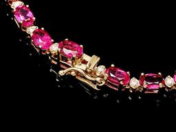 14k Gold 26ct Tourmaline 1.40ct Diamond Necklace