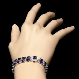 14k Gold 23.00ct Sapphire 1.50ct Diamond Bracelet