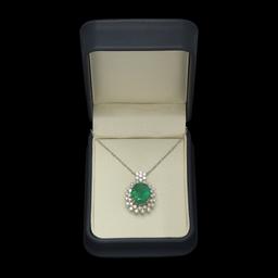 14K Gold 7.50ct Emerald 1.70ct Diamond Pendant