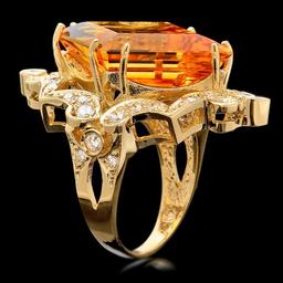 14k Gold 16.00ct Citrine 1.00ct Diamond Ring