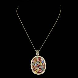 14k Gold 17.50ct Sapphire 1.10ct Diamond Pendant