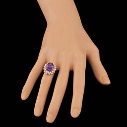 14k Rose Gold 4.50ct Amethyst 0.80ct Diamond Ring