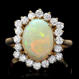 14k Yellow Gold 2.00ct Opal 1.00ct Diamond Ring