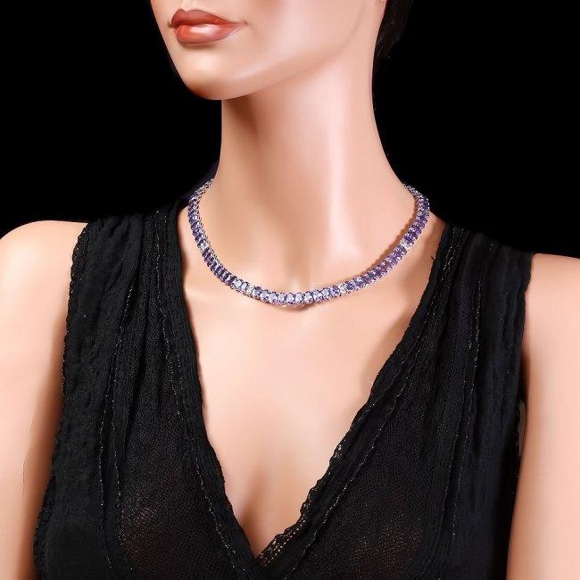 14k 54.00ct Tanzanite 2.00ct Diamond Necklace