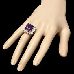 14k Gold 9.70ct Amethyst 0.80ct Diamond Ring