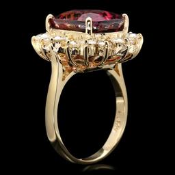 14k Gold 8ct Tourmaline 1.50ct Diamond Ring
