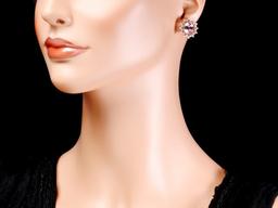 14k Rose 9.00ct Kunzite 1.30ct Diamond Earrings