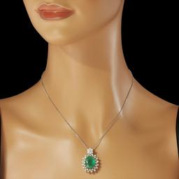 14K Gold 7.50ct Emerald 1.70ct Diamond Pendant