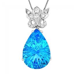 14k Gold 25.00ct Topaz 0.45ct Diamond Pendant