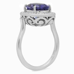 14K Gold 5.54ct Tanzanite 0.33ct Diamond Ring